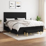 VidaXL Pat box spring cu saltea, negru, 160x200 cm, textil 3137247
