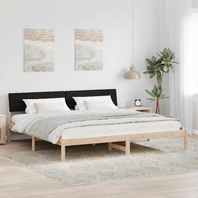 vidaXL Cadru de pat Maro și negru 160 x 200 cm Lemn masiv de pin 878666 foto