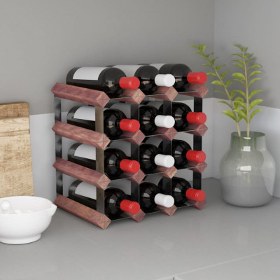 vidaXL Suport de vinuri, 12 sticle, maro, lemn masiv de pin foto