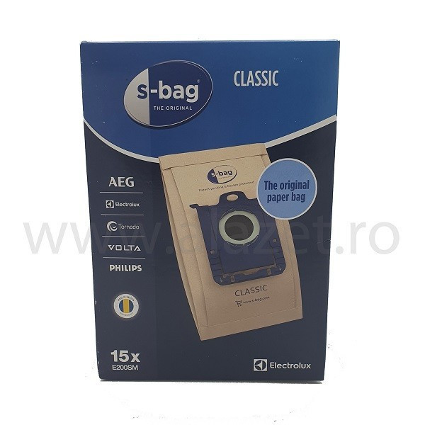 Set 15 saci hartie Electrolux s-bag E200M Mega Pack universali pentru aspiratoare Philips, Electrolux