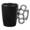 Cană Ceramică, Model Pumn 3D, Culoare Neagră și Argintie, Capacitate 0,4L