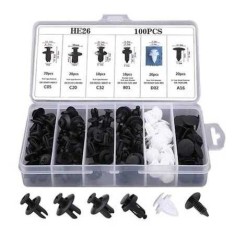 Set 100 clipsuri cleme auto de fixare 6 dimensiuni universale plastic