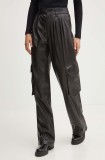 Hugo Blue pantaloni femei, culoarea negru, drept, high waist, 50528469