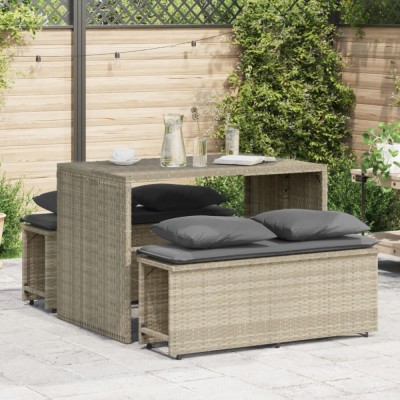 Gossi set mobilier de gradina cu perne, 3 piese,gri deschis,poliratan foto
