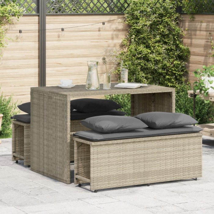 Gossi set mobilier de gradina cu perne, 3 piese,gri deschis,poliratan