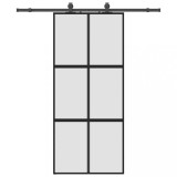 Cumpara ieftin Usa glisanta cu set feronerie neagra 90x205cm sticla securizata