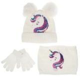 Set Iarnă Unicorn Ecru: Caciulă, Fular și Manusi pentru Copii 6 Ani, CMCLASS