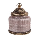 Cumpara ieftin Candela cu led sticla roz metal maro 10x13 cm