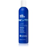 milk_shake&reg; Cold Brunette Shampoo șampon pentru neutralizarea tonurilor de galben pentru nuante de par castaniu 300 ml