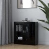 Gossi dulap cu vitrina, negru, 82,5x30,5x80 cm, lemn prelucrat