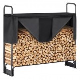 Suport de lemne pentru seminee/sobe, Vivatechnix 1321 x 360 x 1170 mm, Otel, Negru, Husa impermeabila