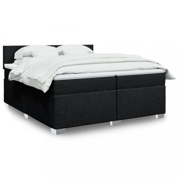 vidaXL Pat box spring cu saltea, negru, 200x200 cm, textil 3288290