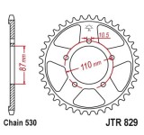 Pinion spate 42 dinti pas lant 530 Suzuki GSF 600 Bandit (95-04) - GSX 600 (89-01) - GSX-GSX-R 750 (89-06) - VZ 800 Marauder (97-03)