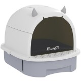 PawHut Litieră cu Capac, Tavă pentru Nisip tip Sertar cu Filtru de Carbon și Lopățică, 40,5x52x39 cm, Gri | Aosom Romania