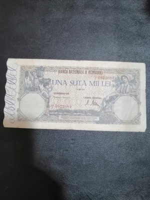 Bancnota UNA SUTA MII LEI -100.000 Lei - 28 Mai 1946 - stare foarte buna foto