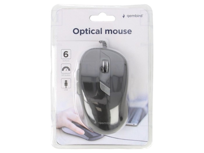 Mouse optic negru USB cu 6 butoane
