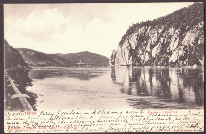 3088 - ORSOVA, Danube Kazan, Romania - old postcard - used - 1906