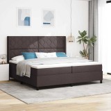 Cumpara ieftin Pat cu saltea cu arcuri și LED, Maro &icirc;nchis, 200 x 200 cm, Material textil