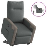 Cumpara ieftin Fotoliu electric rabatabil cu ridicare, gri inchis, textil