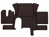 Cumpara ieftin Covorase camion, pentru MAN TGX, cutie automata, un sertar, piele ecologica, captusite, calitate de lux, negru cu cusaturi rosii