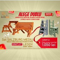 Oferta Speciala: Set SALZBURG MEDIU + Scaun LEDDY GRI Gratis