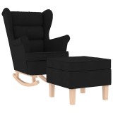 Cumpara ieftin Scaun balansoar cu taburet, Negru, material textil