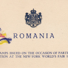 ROMANIA 1939 LP 129 EXPOZITIA NEW-YORK CARNET SPECIAL