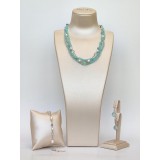 Cumpara ieftin Set Bijuterii Allure Acvamarin Apatit Cuarț Perle Argint 925 Placat Aur Roz Colier Brățară Cercei Ajustabile Handmade Italia