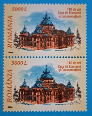 TIMBRE ROMANIA LP1653/2004 C.E.C.-140de ani de la fondare -Serie &amp;icirc;n pereche MNH foto