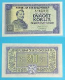 Cehoslovacia 20 Korun 1945 &#039;Borovsky&#039; UNC serie: KH102155 p#61 Specimen