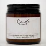 Miere neagra si tutun &ndash; Lum&acirc;nare parfumată din ceară naturală de soia, sticlă ambră