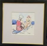 Tablou C.C. Constantinescu (Ali Baba) - La Mare, 18x18/36x36 cm, Pictura Romana, ART, Stare Perfecta