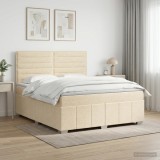 Cumpara ieftin Pat boxspring cu saltea cu headboard Crem 160 x 200 cm Tesatura