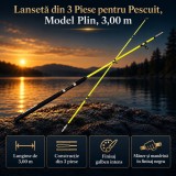 Lansetă din 3 Piese pentru Pescuit, Model Plin, 3,00 m