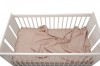 Set lenjerie patut bebe, bumbac (cearceaf pat 60x120, cearceaf pilota 80x110, fata perna 35x50), brodata, cu volan, ROZ, Somnart
