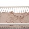 Set lenjerie patut bebe, bumbac (cearceaf pat 60x120, cearceaf pilota 80x110, fata perna 35x50), brodata, cu volan, ROZ