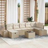 vidaXL Set de canapele pentru grădină 8 pcs Bej 55 x 62 x 69 cm