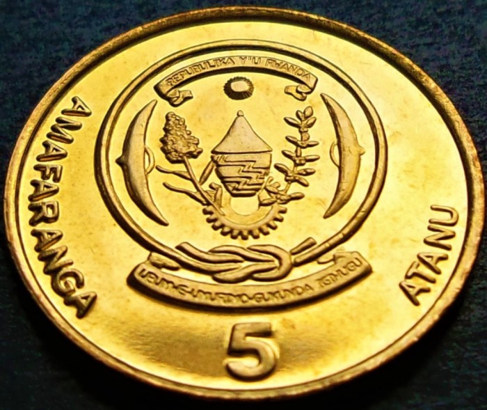 Moneda exotica 5 AMAFARANGA - RWANDA, anul 2003 *cod 1957 B = UNC