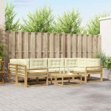 vidaXL Set de canapele de exterior cu pernă 5 pcs Alb și crem 3386129