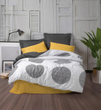 Lenjerie de pat pentru o persoana, 3 piese, 160x220 cm, 100% bumbac ranforce, Cotton Box, Dappled, galben