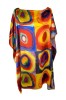 Rochie Poncho Dama Matase CC Dacali, Rosu/Galben, One Size, Midi, Vaporoasa, Plaja/Petrecere
