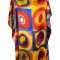Rochie tip poncho dama CC, Dacali, rosu/galben, one size