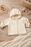 Jacheta bebelusi cu gluga si capse, material moale, culoare crem (Marime