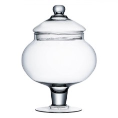 Suport pentru Desert, Oval, Transparent, Diametru 19cm, &Icirc;nălțime 30cm, Sticlă, Cu Picior și Capac