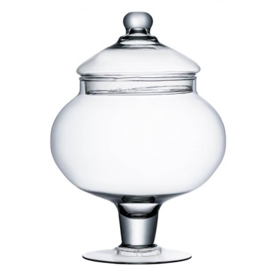 Suport pentru Desert, Oval, Transparent, Diametru 19cm, &amp;Icirc;nălțime 30cm, Sticlă, Cu Picior și Capac foto