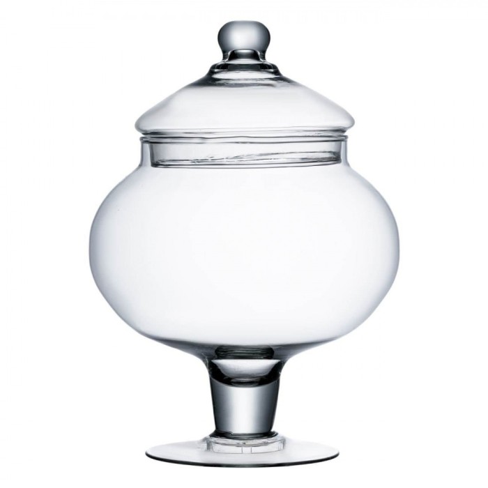 Suport pentru Desert, Oval, Transparent, Diametru 19cm, &Icirc;nălțime 30cm, Sticlă, Cu Picior și Capac