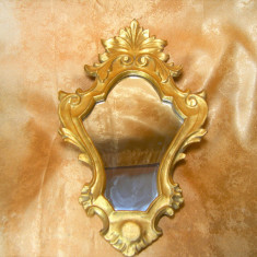Oglinda stil Baroc Venetian, sec 19, lemn dore, antique