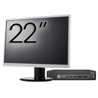 Pachet Calculator Second Hand HP Prodesk 600 G2 Mini PC, Intel Core i5-6500T 2.50GHz, 8GB DDR4, 256GB SSD + Monitor 22&amp;amp;quot; NewTechnology Media foto