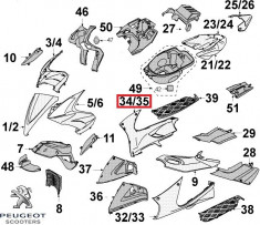 Carena laterala dreapta podea originala Peugeot Jet Force 50-125cc (gri grafit) foto