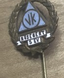 Insigna AMS1 Insigna Veche Ungaria VK Husegert 5 Ev - 5 Ani de Fidelitate Serviciu Cale Ferata Muncitor - Emblema Colectie Rever Metal Emailat
